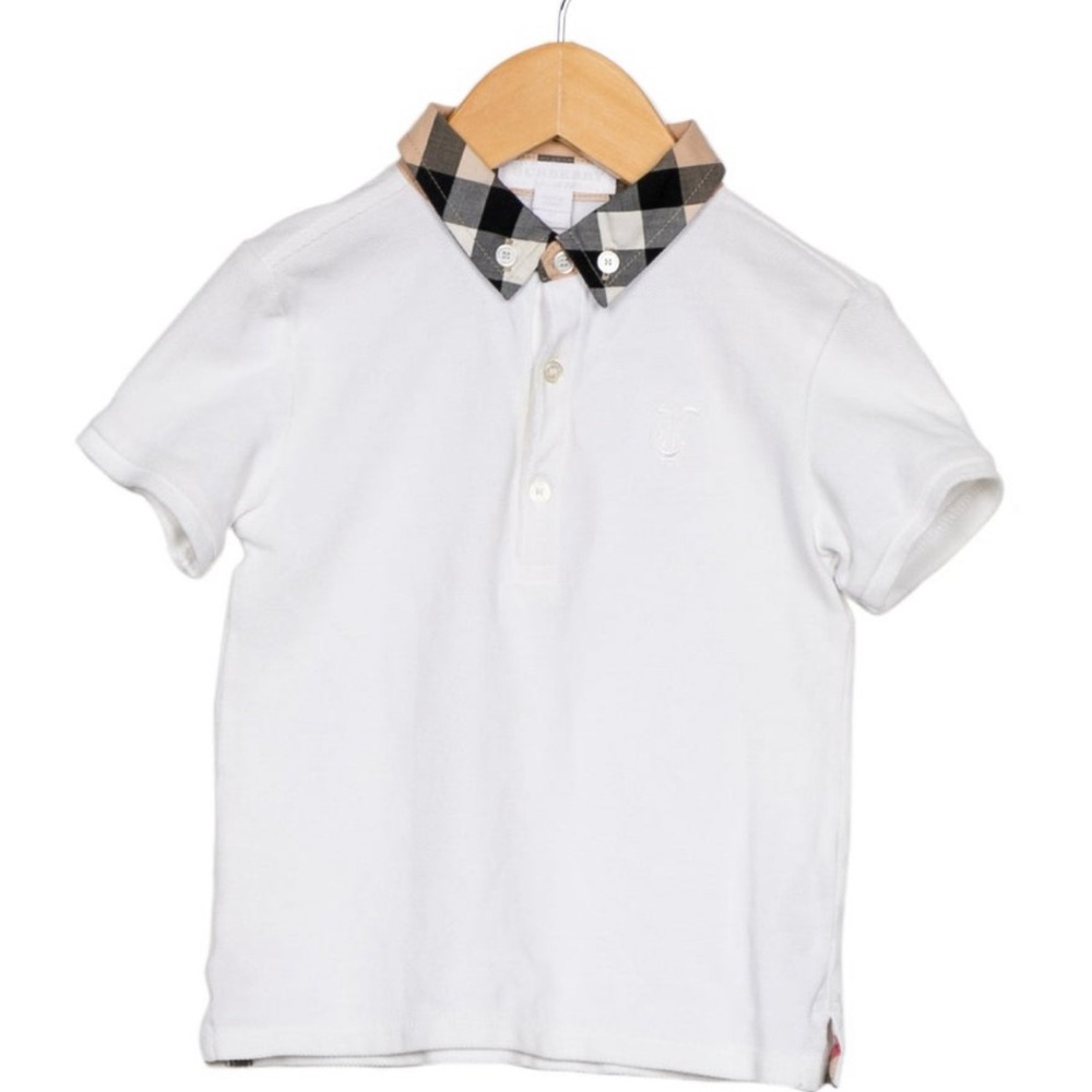 Burberry boys' check collar polo